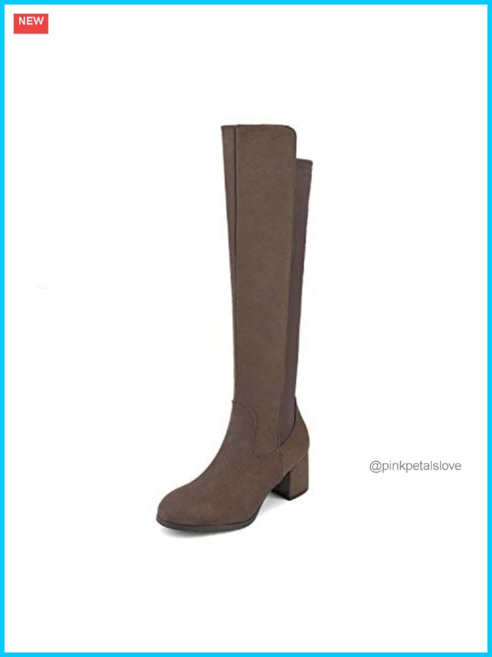 Knee High Stretchy Fashion Boots Block Heel Side Zip